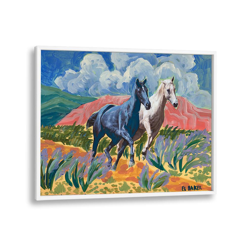 Vibrant horses in motion highlight the beauty of WATCH THEM RIDE, ANIMAL PAINTINGS for your home decor.