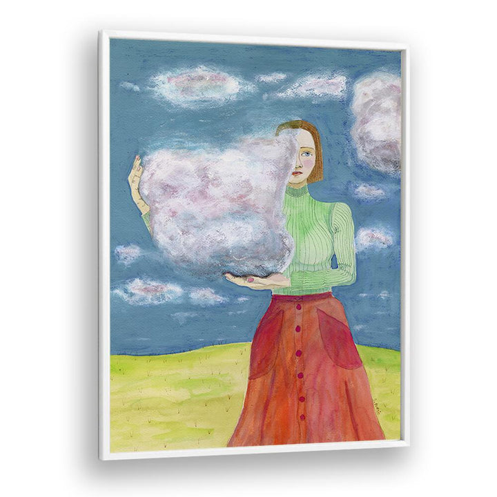 Vintage painting - VINTAGE WOMAN WITH CLOUDS by Asianmonk