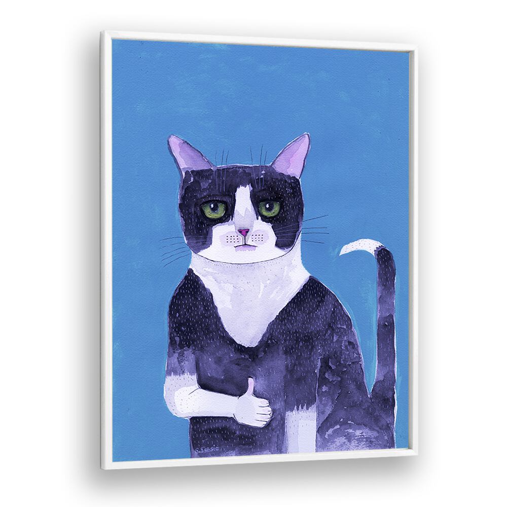 Vintage painting - THUMB'S UP CAT I by Asianmonk