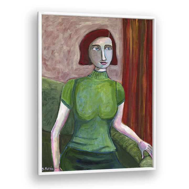 Vintage painting - VINTAGE RED HEAD IN GREEN by Asianmonk