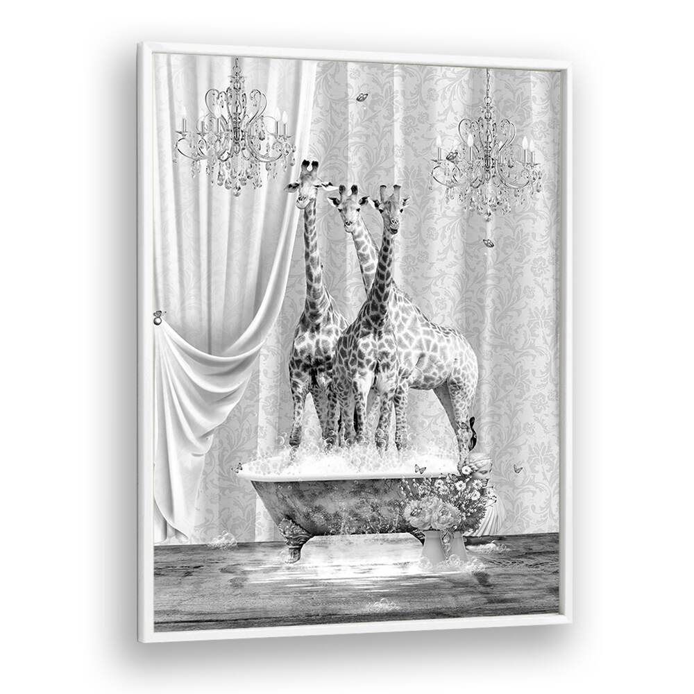 Quotes painting - THREE GIRAFFES A BUBBLES BLACK A WHITE by Asianmonk