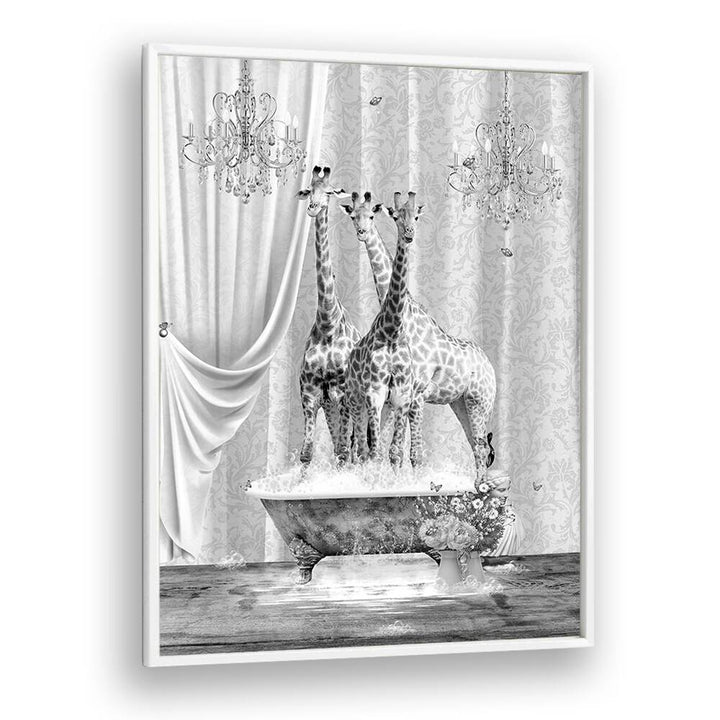 Quotes painting - THREE GIRAFFES A BUBBLES BLACK A WHITE by Asianmonk