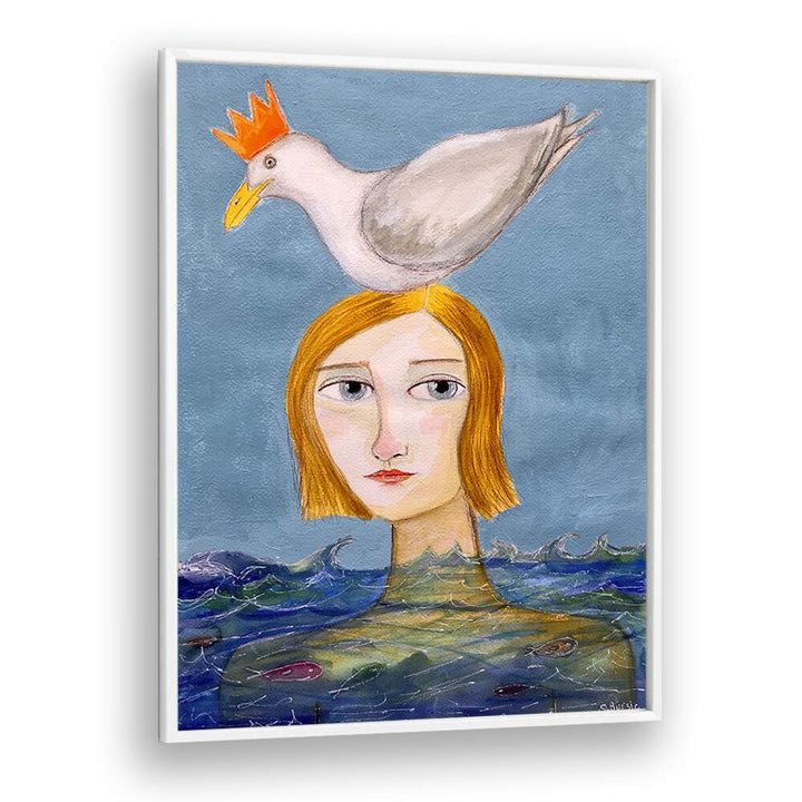 Vintage painting - WOMAN SWIMMING WITH DUCK by Asianmonk