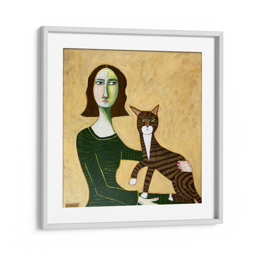 Arty Guava painting - WOMAN WITH BROWN CAT by Asianmonk