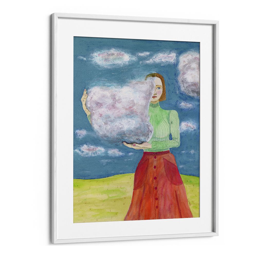 Vintage painting - VINTAGE WOMAN WITH CLOUDS by Asianmonk