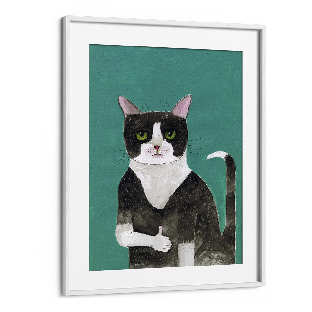 Vintage painting - THUMB'S UP CAT II by Asianmonk