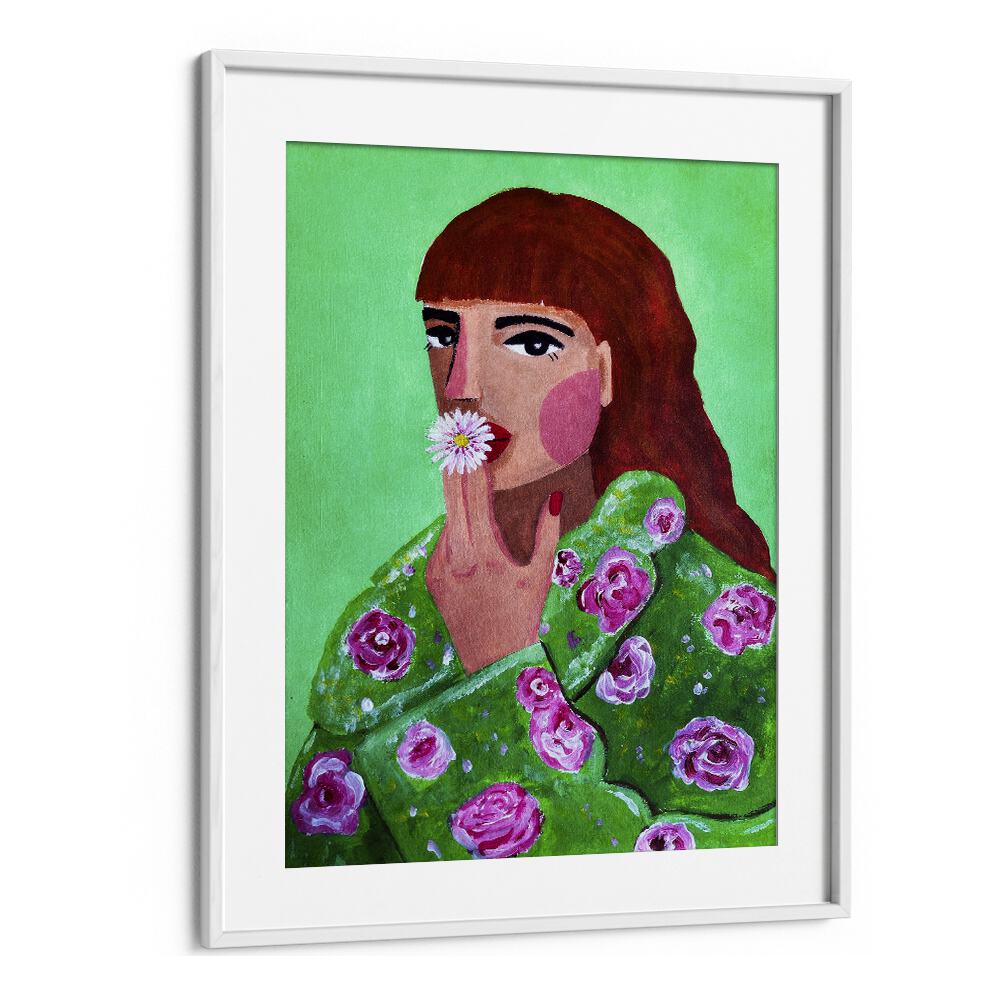 botanical painting - WOMAN SMOKING A FLOWER by Asianmonk