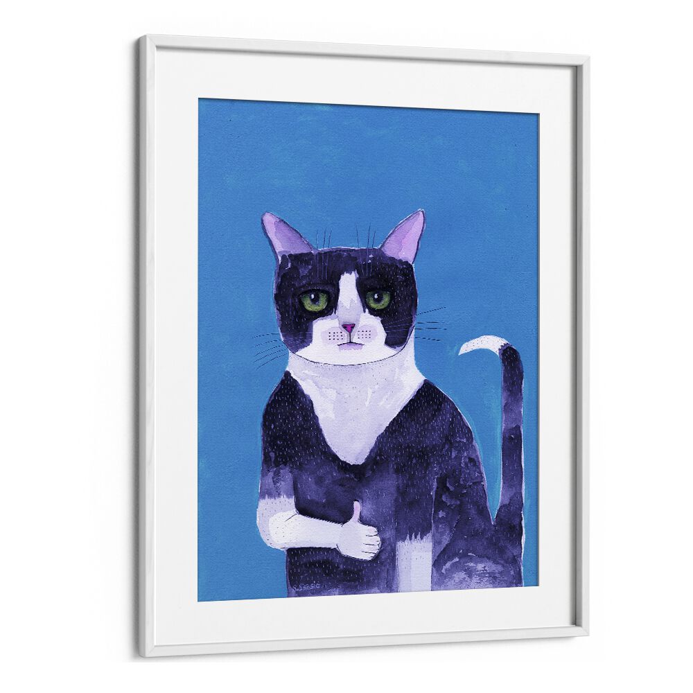 Vintage painting - THUMB'S UP CAT I by Asianmonk