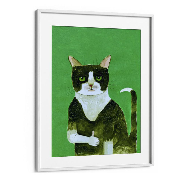 Vintage painting - TUXEDO CAT THUMBS UP by Asianmonk