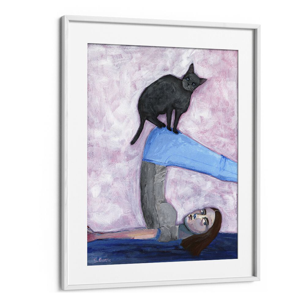 Vintage painting - YOGA WITH MY CAT by Asianmonk