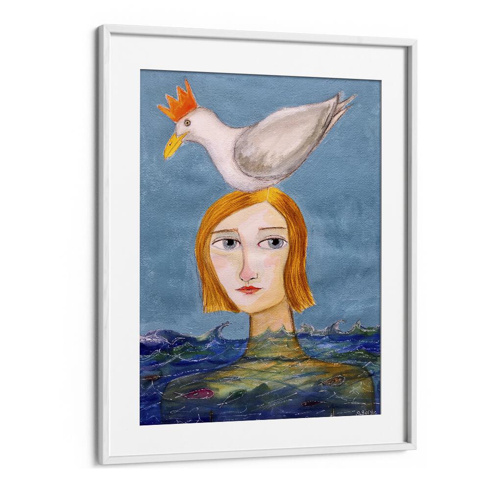 Vintage painting - WOMAN SWIMMING WITH DUCK by Asianmonk