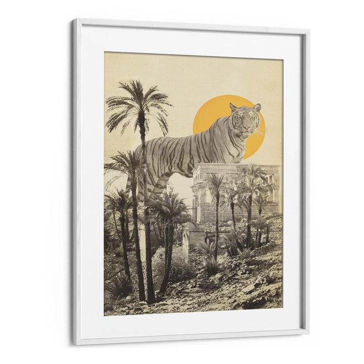 GIANT TIGER IN RUINS BY FLORENT BODART, SURREAL ART PRINTS