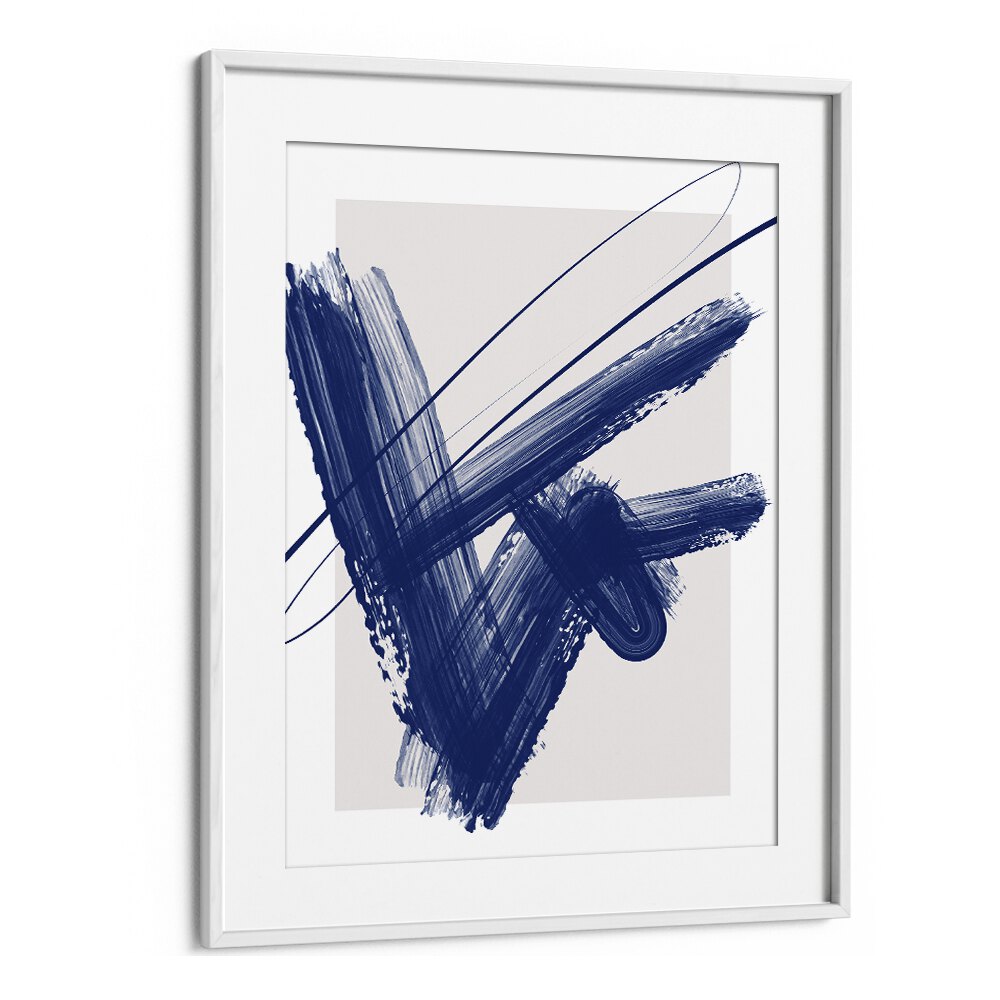 Bold navy strokes create a stunning effect in BLUE INK, ABSTRACT PAINTINGS by Elena Ristova, enhancing modern spaces.