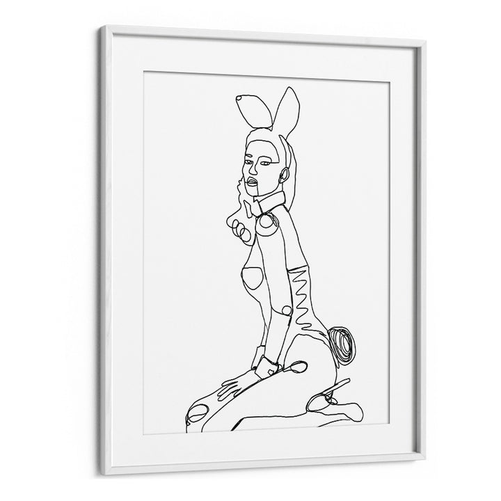 Vintage painting - LINE DRAWING OF BUNNY LADY by Asianmonk