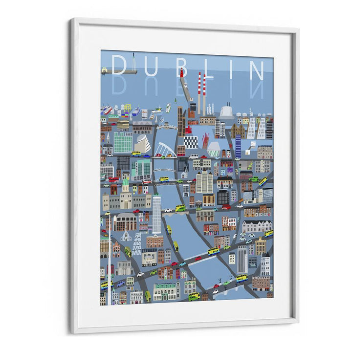 ILLUSTRATED VIEW OF DUBLIN CITY BY CARLA DALY, TRAVEL POSTER