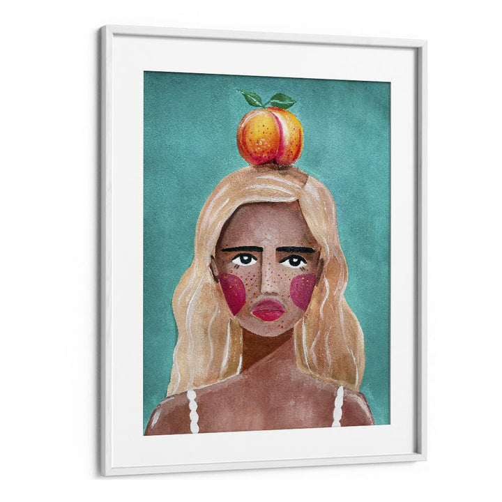 WOMAN WITH PEACH