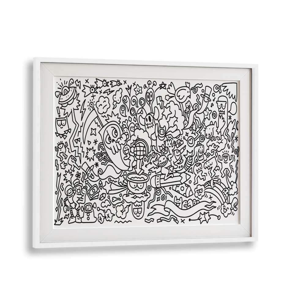 FRANTIC FABLES B&W, DOODLE ART PAINTING