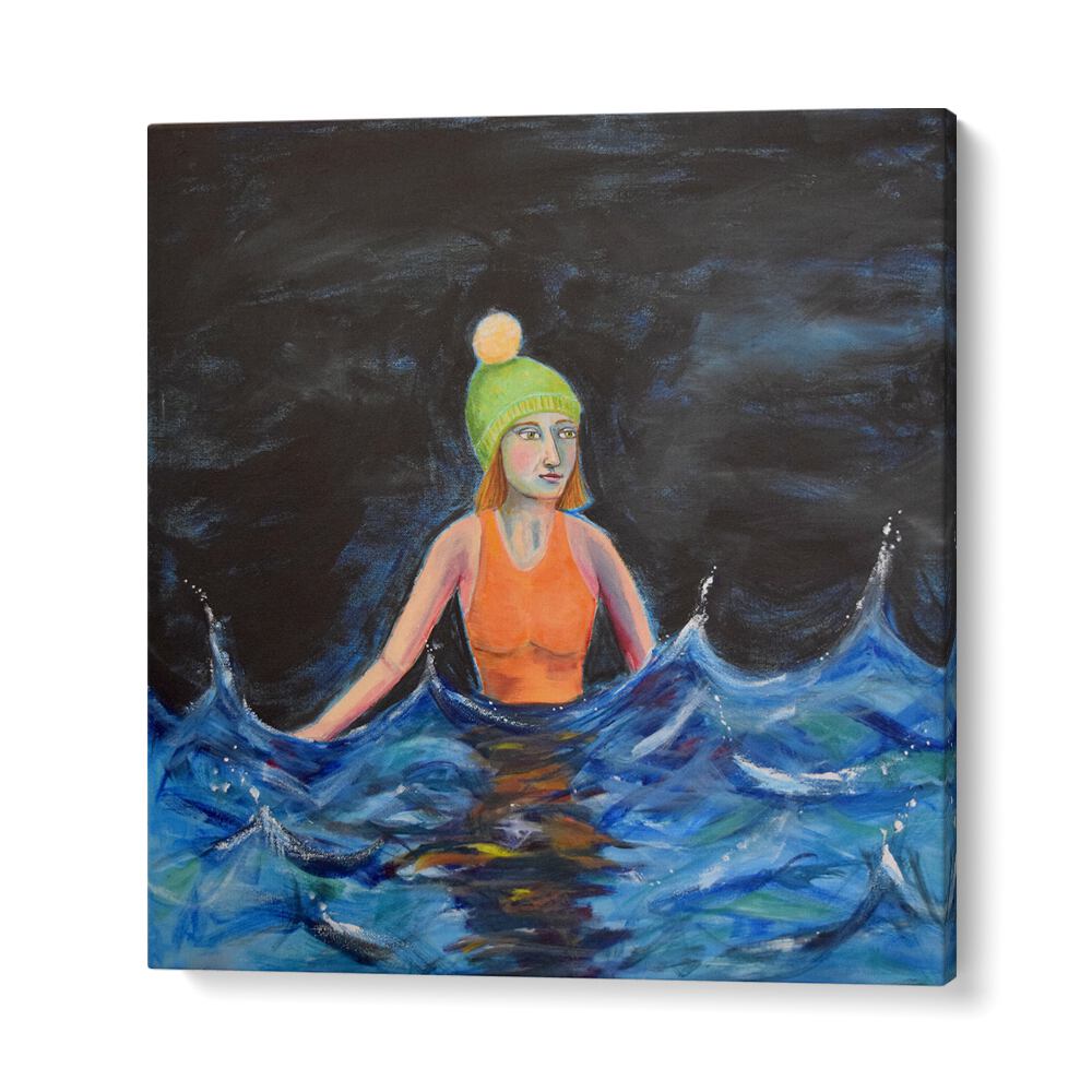 wild swimming women illustration paintings in Gallery Wrap