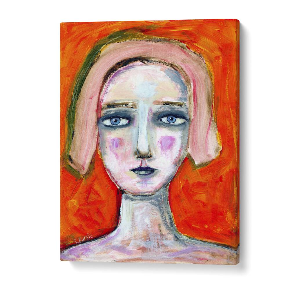 woman in orange women illustration paintings in Gallery Wrap