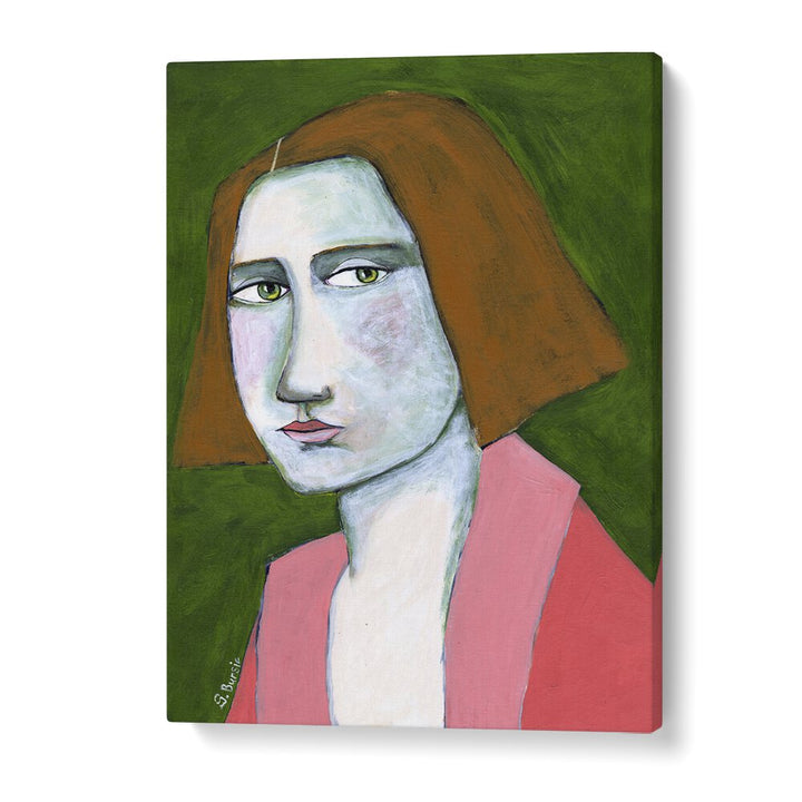 woman in pink jacket women illustration paintings in Gallery Wrap