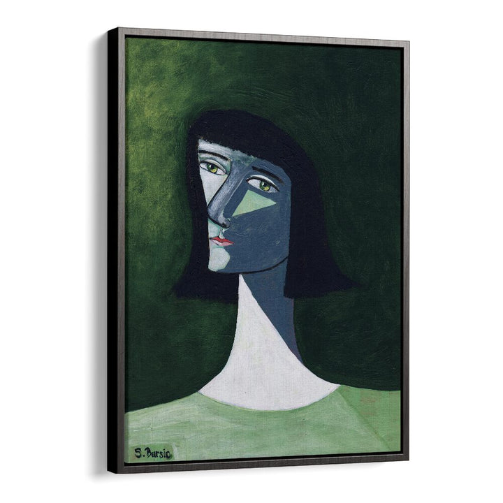 woman in the light women illustration paintings in Black Floater Frame