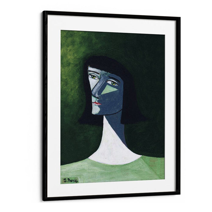 woman in the light women illustration paintings in Black Frame With Mount