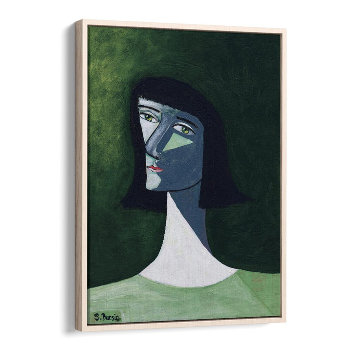 woman in the light women illustration paintings in Oak Wood Floater Frame