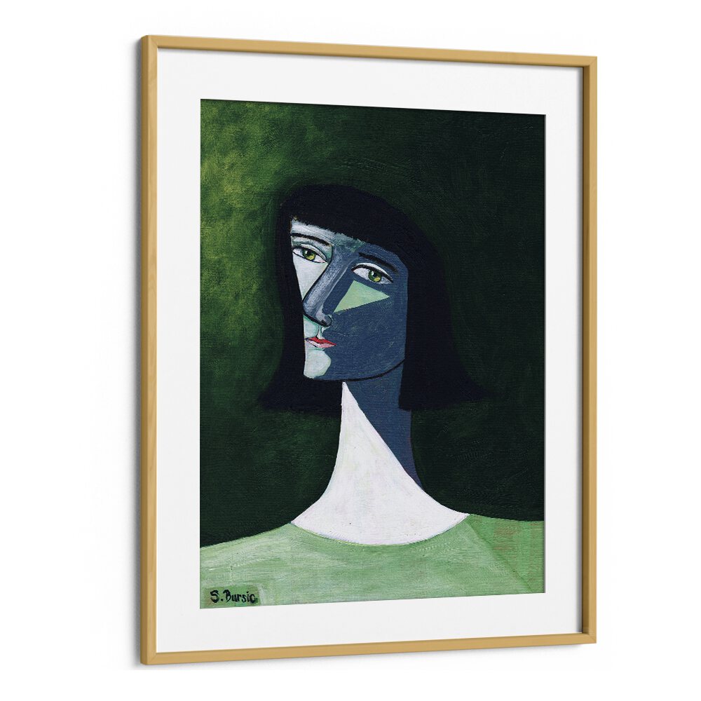 woman in the light women illustration paintings in Oak Wood Frame With Mount