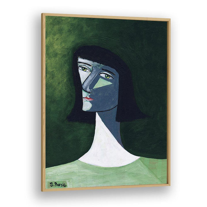 woman in the light women illustration paintings in Oak Wood Plain Frame