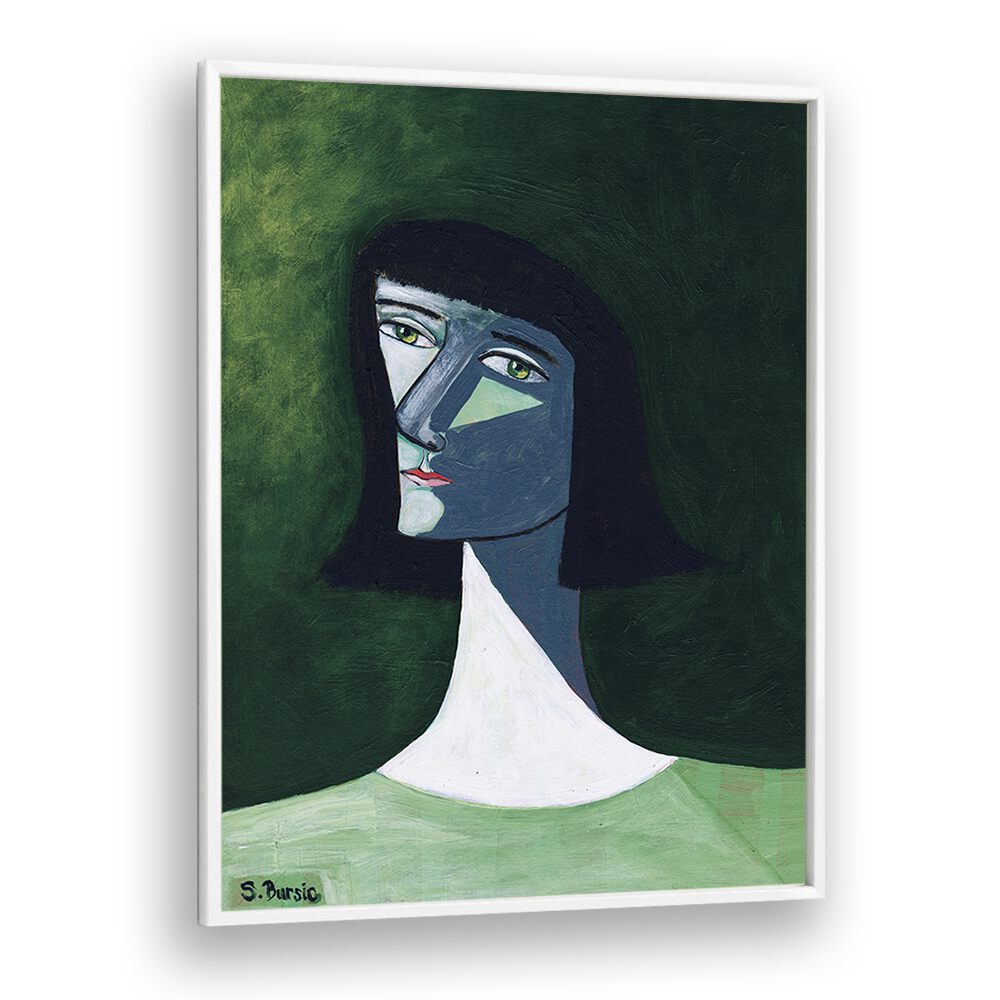 woman in the light women illustration paintings in White Plain Frame