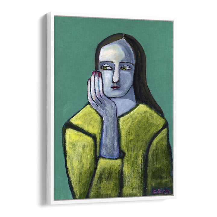 woman with big hands  women illustration paintings in White Floater Frame