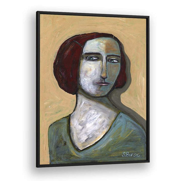 woman with piercing eyes women illustration paintings in Black Plain Frame