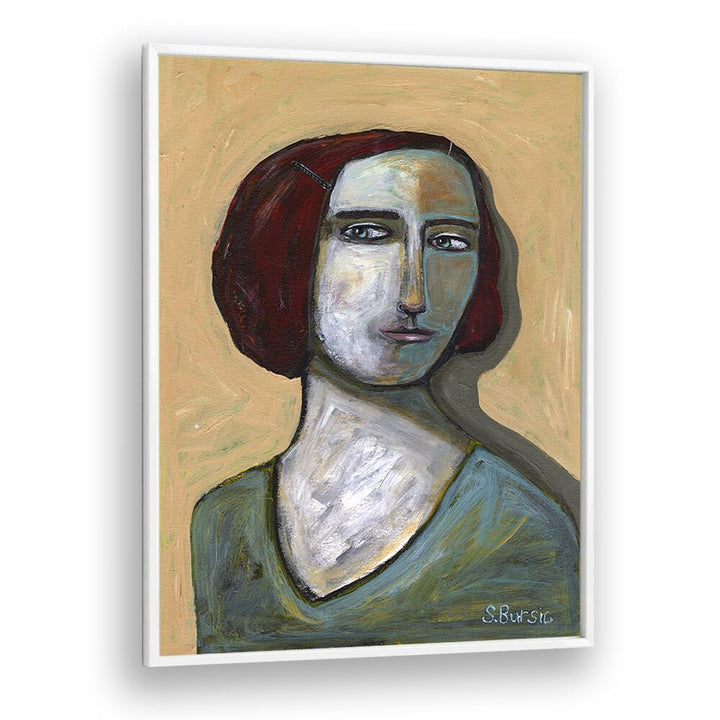 woman with piercing eyes women illustration paintings in White Plain Frame