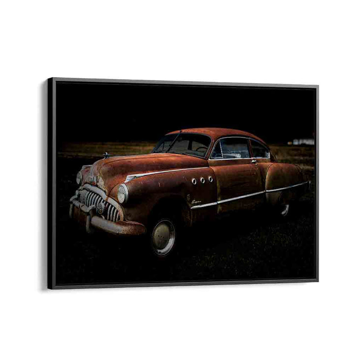 wrecked car car poster in Black Floater Frame