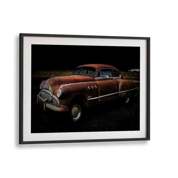 wrecked car car poster in Black Frame With Mount