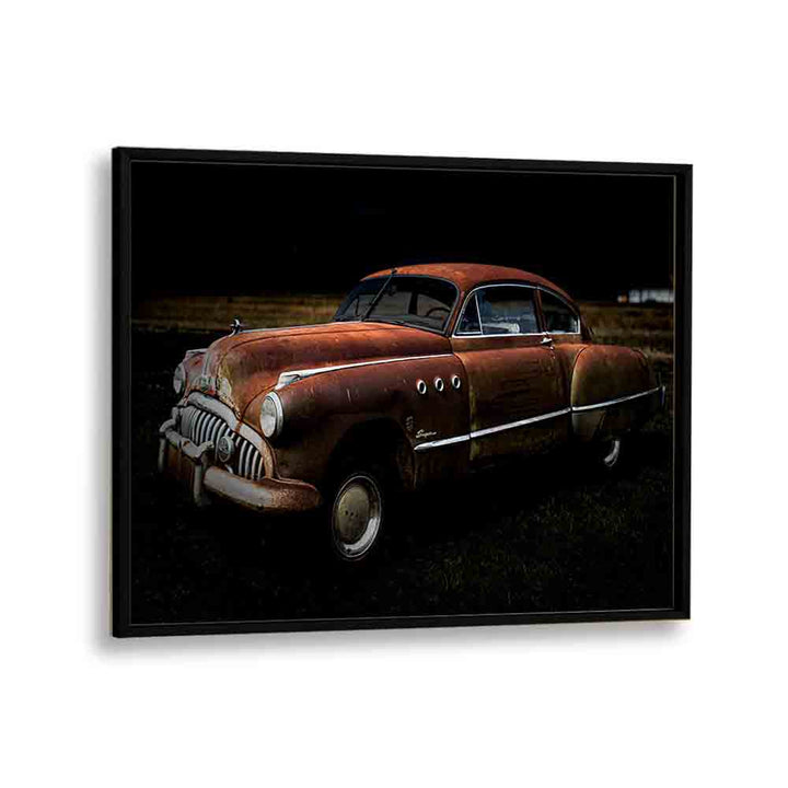 wrecked car car poster in Black Plain Frame