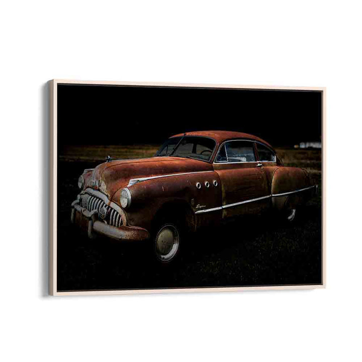 wrecked car car poster in Oak Wood Floater Frame