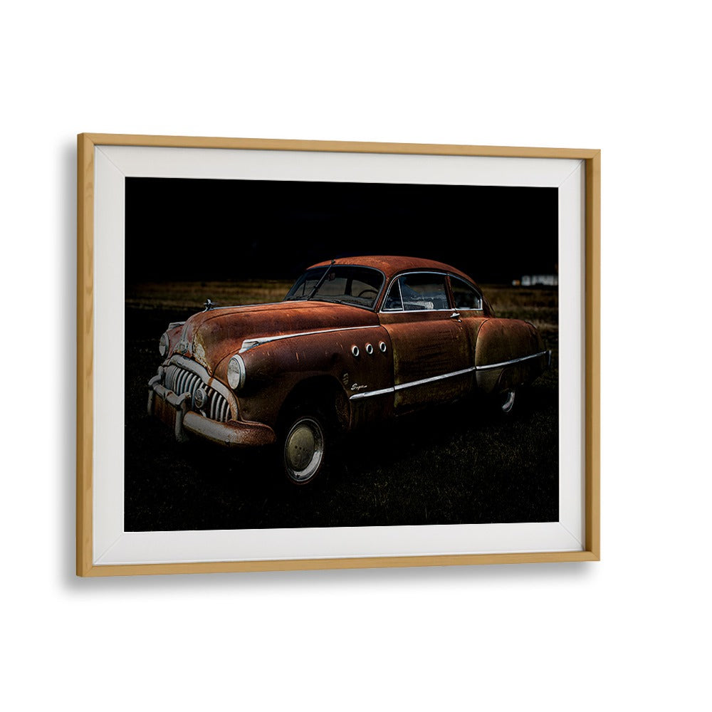 wrecked car car poster in Oak Wood Frame With Mount