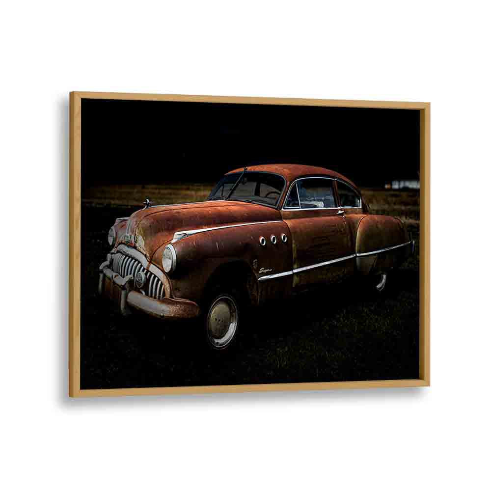 wrecked car car poster in Oak Wood Plain Frame