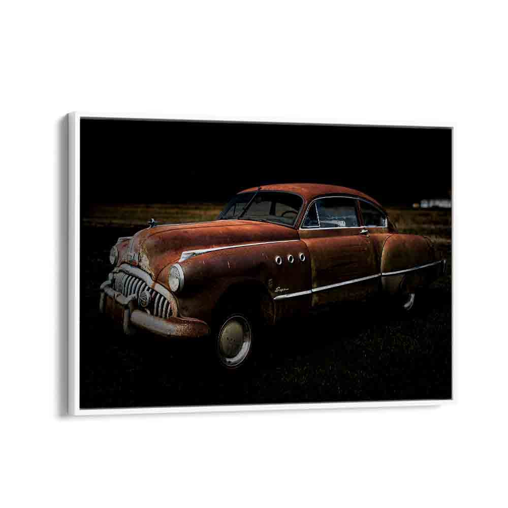 wrecked car car poster in White Floater Frame