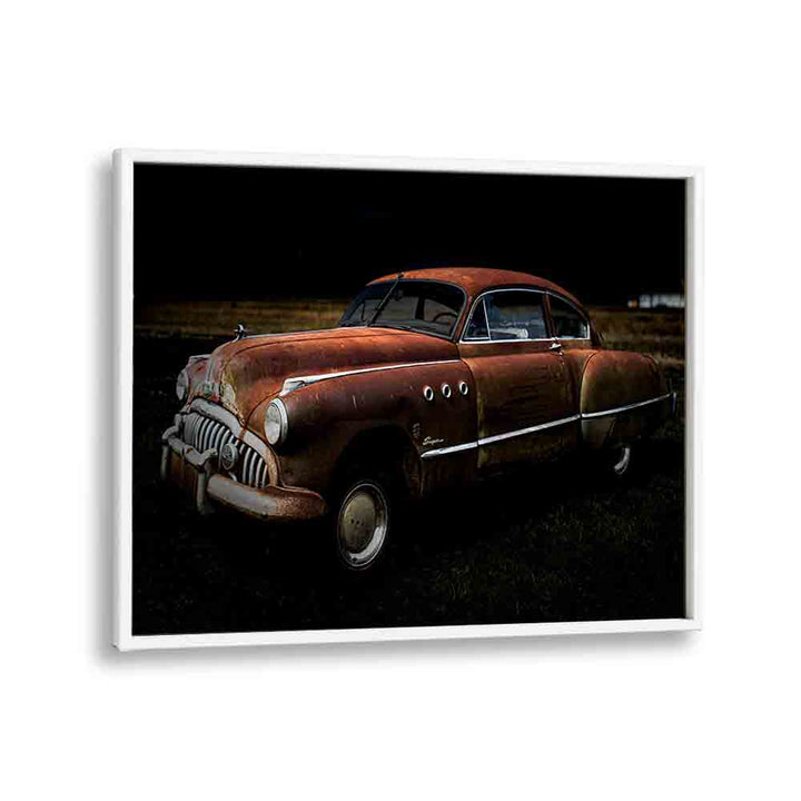 wrecked car car poster in White Plain Frame