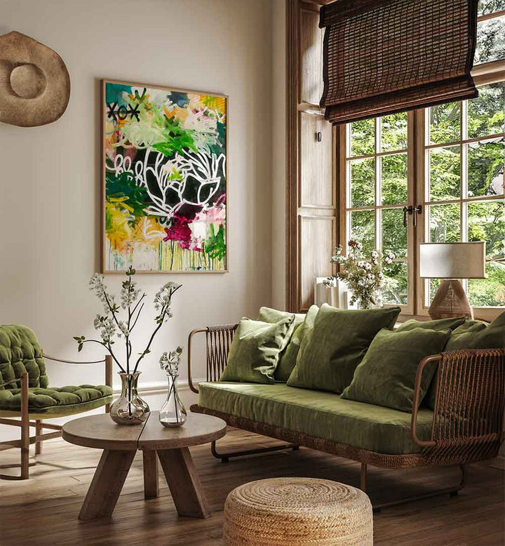 XO GREEN FLOWER , ABSTRACT PAINTINGS