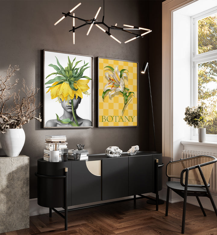 YELLOW GARDEN , SET OF 2 PAINTINGS