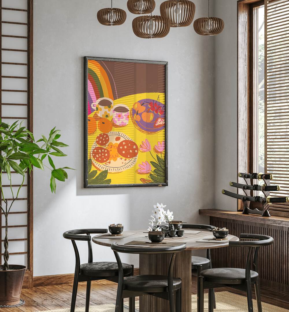 yellow table by gigi rosado kitchen posters kitchen art prints Artwork II placed on a wall