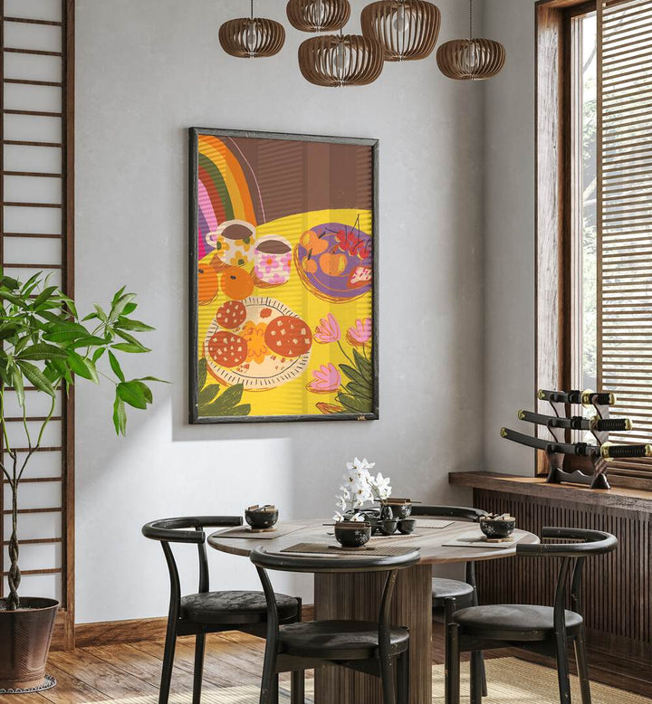 yellow table by gigi rosado kitchen posters kitchen art prints Artwork II placed on a wall