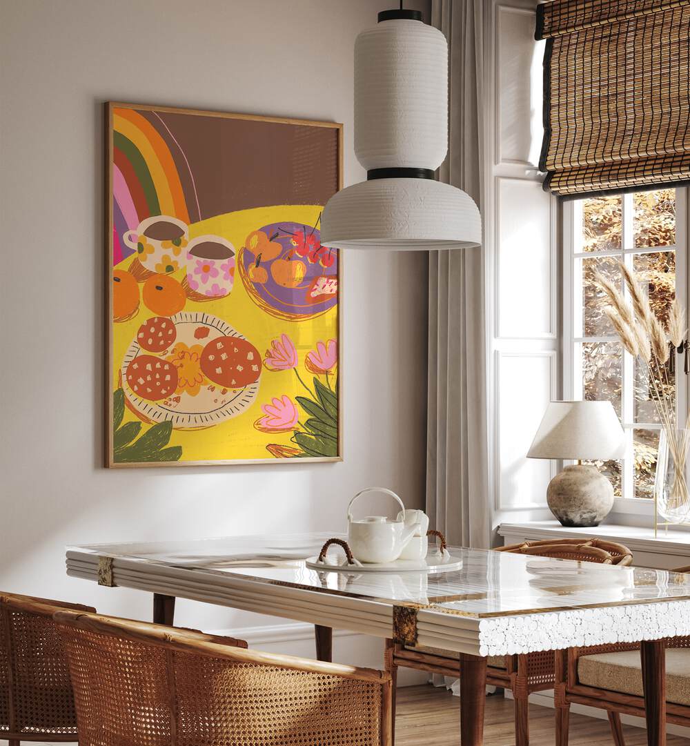 yellow table by gigi rosado kitchen posters kitchen art prints Artwork IV placed on a wall