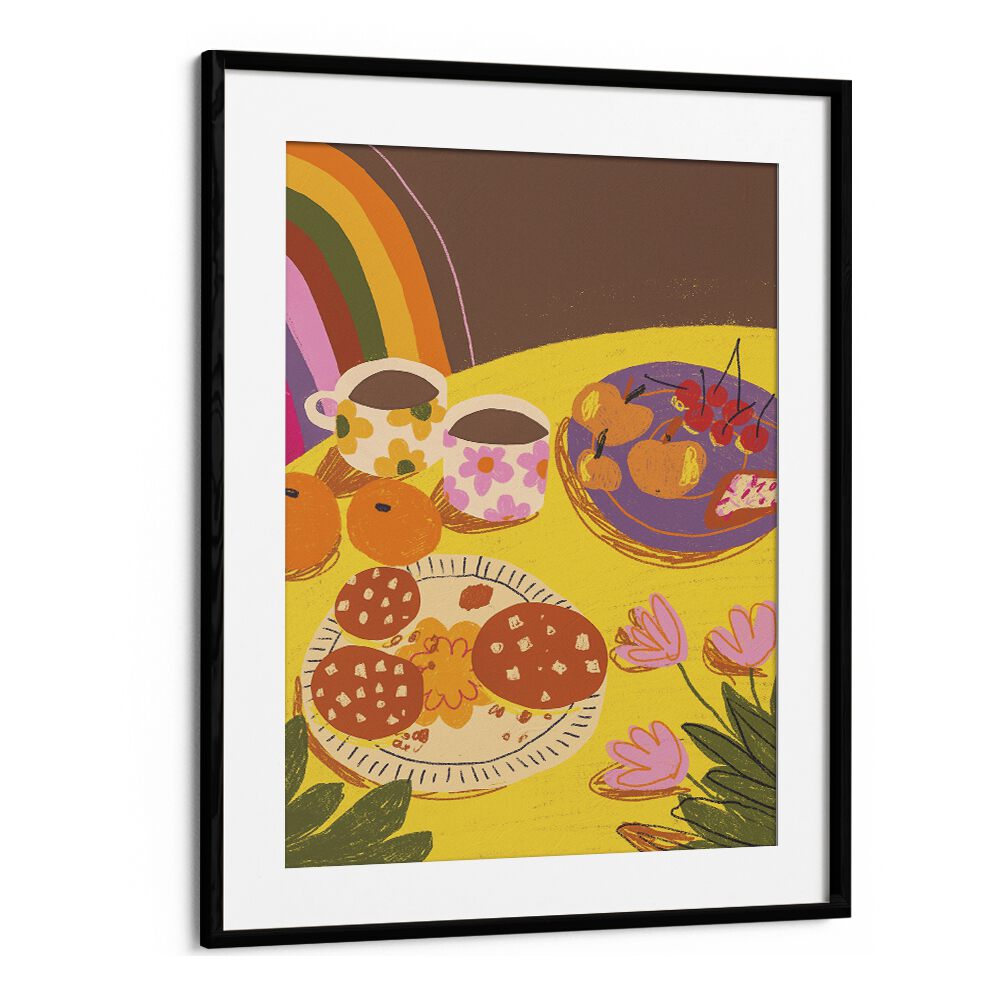 yellow table by gigi rosado kitchen posters kitchen art prints in Black Frame With Mount