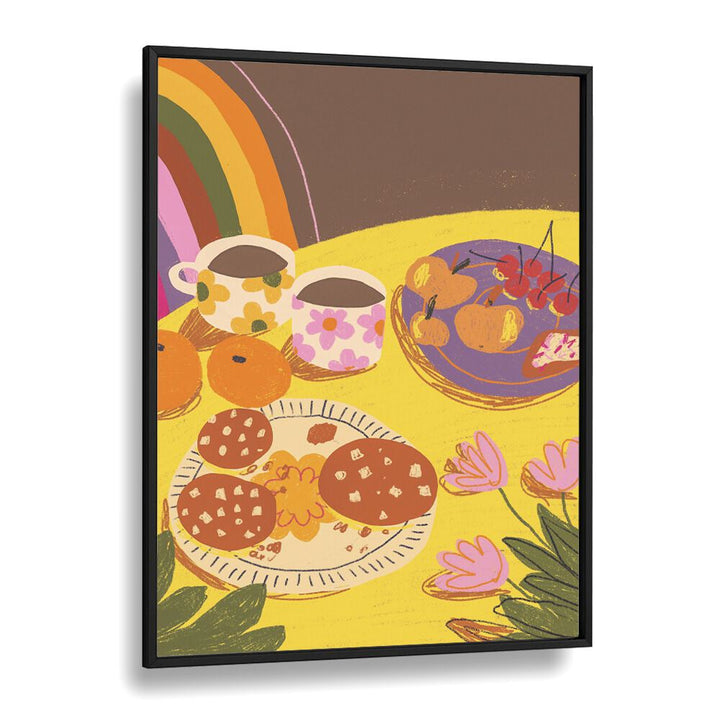 yellow table by gigi rosado kitchen posters kitchen art prints in Black Plain Frame