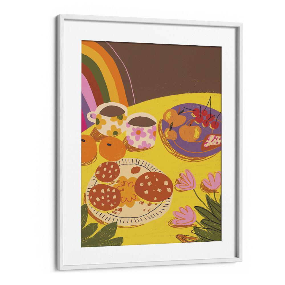 yellow table by gigi rosado kitchen posters kitchen art prints in White Frame With Mount