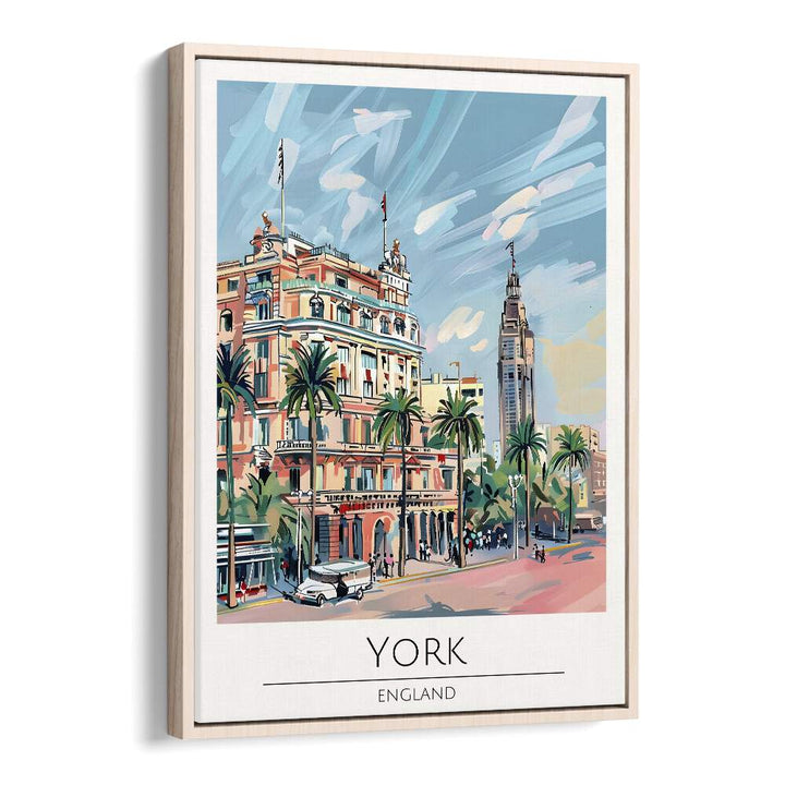 york-england travel posters in Oak Wood Floater FrameAsianmonk